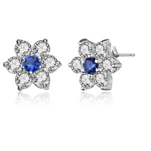 Guili Sterling Silver Floral Stud Earrings with Cubic Zirconia – A Timeless Design That Captures Natural Beauty with Elegance and Sparkling Charm - 1 of 4