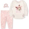 Nannette Girl's 3 Piece Striped and Dotted Graphic Printed Long Sleeve Shirt and Leggings with Hair Scrunchie Set, Be-You, White, Light Pink / Size 6X - 2 of 4