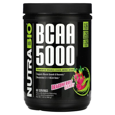 NutraBio BCAA 5000, Dragonfruit Candy, 1.03 lb (465 g)