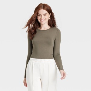 Women's Long Sleeve Brushed Knit T-Shirt - A New Day™ - 1 of 4