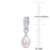 EVERLY JEWELRY | Sterling Silver 0.02 CT Diamond TW 8 - 8.5 MM White Freshwater Cultured Pearl Hoop Earrings - 2 of 4