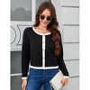 Garvee Women's Knit Cardigans Crew Neck Casual Outfits Long Sleeve Button Down Contrast Color Trim Sweater - 2 of 4