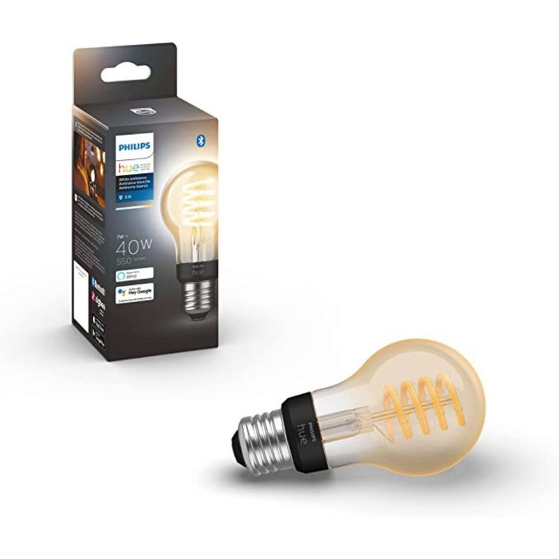 Philips Hue White Ambiance Filament A19 Bluetooth Smart LED Bulb, 1 of 6