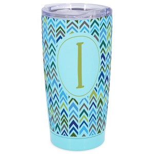 Elanze Designs I Monogram Herringbone Arrows Wrap-Around Design 20 Ounce Stainless Steel On-The-Go Coffee Mug, Thermal Travel Tumbler with Leak - 1 of 4