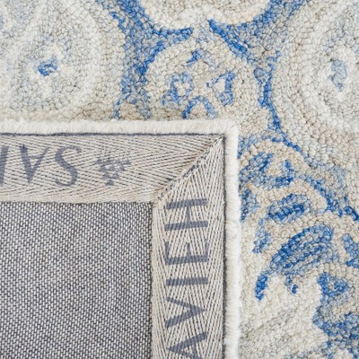 Blue and Ivory Handmade Wool 4' x 6' Area Rug