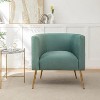 SEYNAR Mid-Century Modern Velvet Accent Chair, Gold Finish Barrel Chair for Living Room - 3 of 4