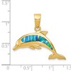 Black Bow Jewelry 14k Yellow Gold and Imitation Opal Dolphin Pendant - 4 of 4
