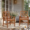 LuxenHome Carmel Solid Wood Outdoor Dining Chair, Set of 2 - 2 of 4