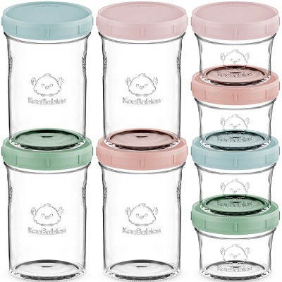 8pk Prep Baby Food Storage Containers, Leak-Proof, BPA Free Glass Baby Food Jars for Feeding