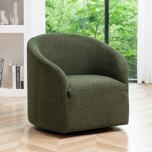 32" Wide Boucle Upholstered Swivel Barrel Chair - Kinwell - 1 of 4