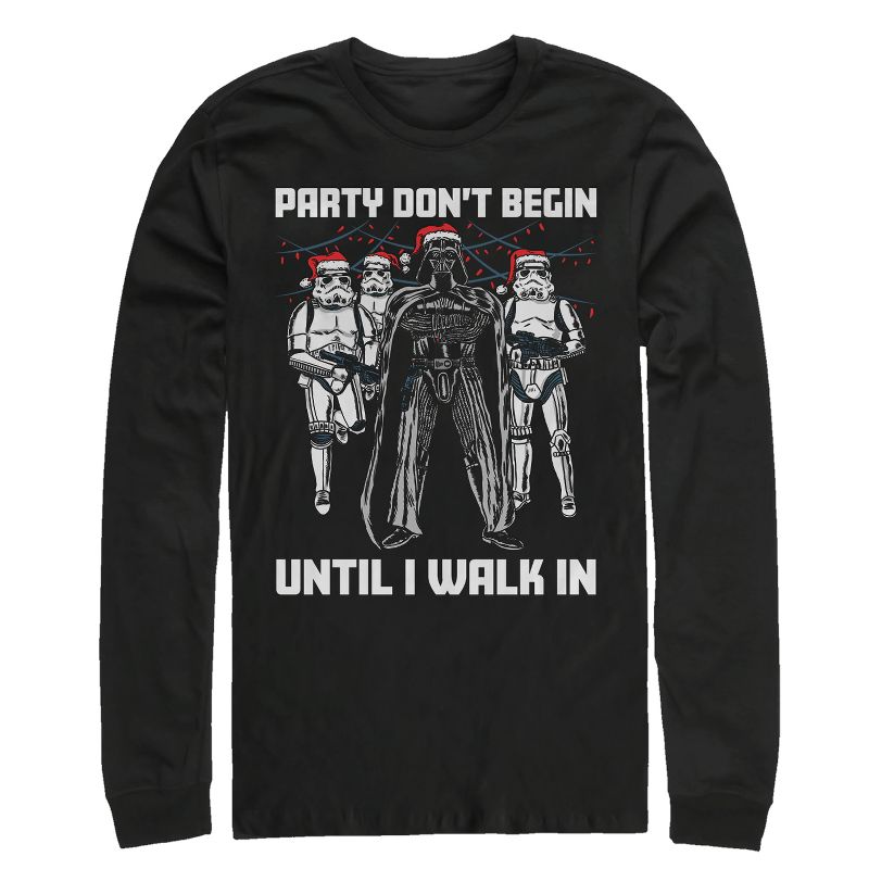 Men's Star Wars Christmas Dark Side Party Long Sleeve Shirt, 1 of 4
