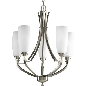 Progress Lighting Wisten 5-Light Chandelier, Brushed Nickel, Etched White Glass - 1 of 2