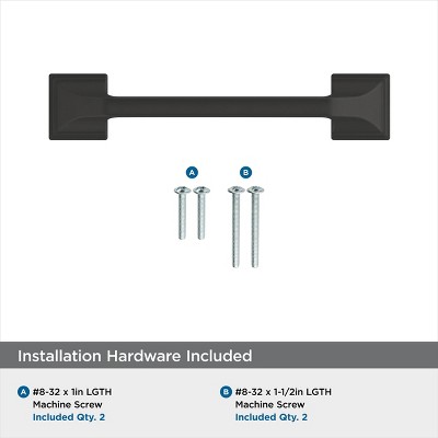 Matte Black Metal Cabinet Drawer Pull with Mounting Hardware
