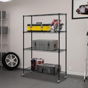 4-Tier Storage Cart on Wheels, Adjustable Rolling Shelves Organizer, 1400LBS Capacity Storage Unit, Heavy Duty Utility Cart Organizer - 1 of 4