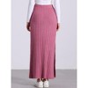 Allegra K Women's Knit Side Slit Hight Waist Midi Bodycon Skirt - 3 of 4