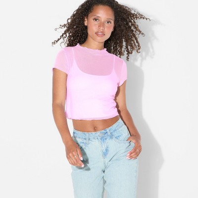 Women's Printed Cap Sleeve Ruff-Collar Blouse - Wild Fable™