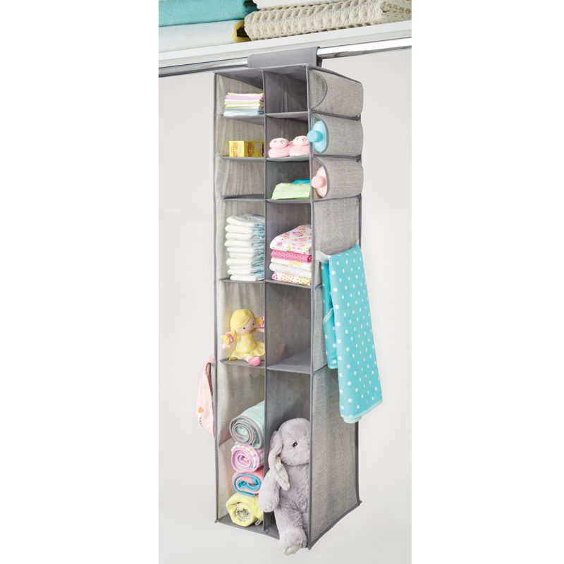 mDesign Fabric Nursery Hanging Organizer with 12 Shelves/Side Pockets, 5 of 8