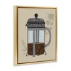 Stupell Industries French Press Coffee Floating Frame Canvas Art, Gold, 17" x 21" - 2 of 4