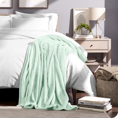 Luxurious Spring Mint Full/Queen Microplush Fleece Reversible Blanket