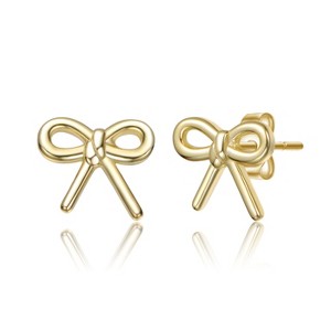 Guili 14k Yellow Gold Ribbon Bow Stud Earrings, Polished Finish, Feminine Chic for Everyday Elegance and Heartwarming Celebratory Moments - 1 of 3