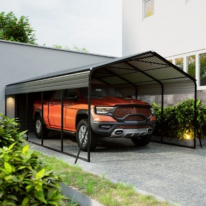 10x15 FT Metal Carport, Heavy Duty Carports Canopy with Galvanized Steel Frame & Roof, Outdoor Garage Car Port All-Weather, Outdoor Galvanized Shelter - 1 of 4