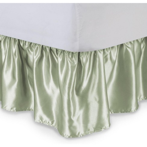 Shopbedding Satin Ruffled Bed Skirt With Platform Full Xl Sage