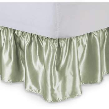 SHOPBEDDING Satin Ruffled Bed Skirt with Platform,  Wrinkle Free and Fade Resistant