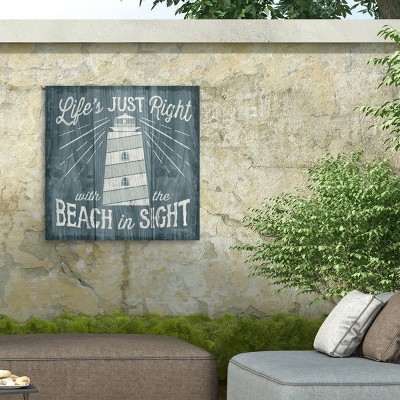 Laura Marshall Light Blue and White Outdoor Canvas Print 24x24