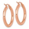 Black Bow Jewelry 3mm Round Hoop Earrings in 14k Rose Gold, 26mm (1 Inch) - 3 of 4