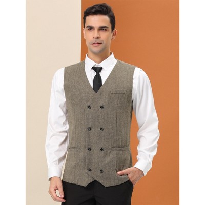 Lars Amadeus Men's Double Breasted Slim Fit Prom Sleeveless Waistcoat Suit Vest, 2 of 7