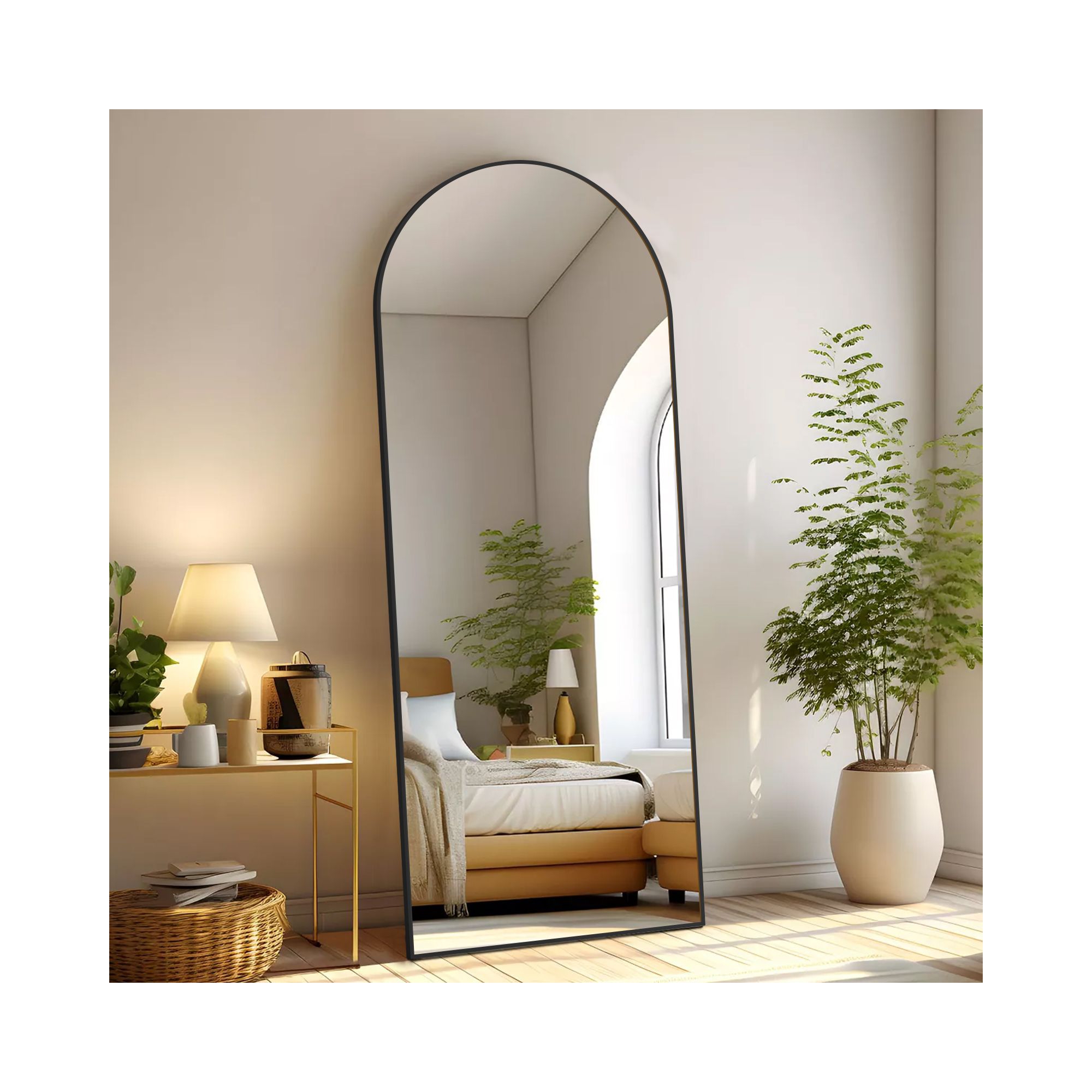 JIONJOY 24"x65" Extra - Large Full - Length Mirror, Wall - Mountable or Leaning, Transforming Your Living Room and Cloakroom- Black