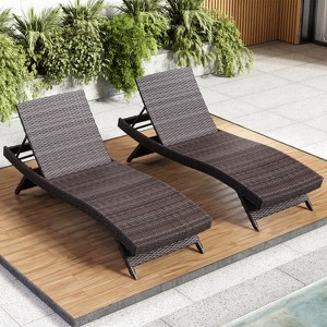 Nestl Chaise Lounge Chair Outdoor Set, Wicker Patio Lounge Chair, Outdoor Lounge Chair with Reclining Backrest - 1 of 4