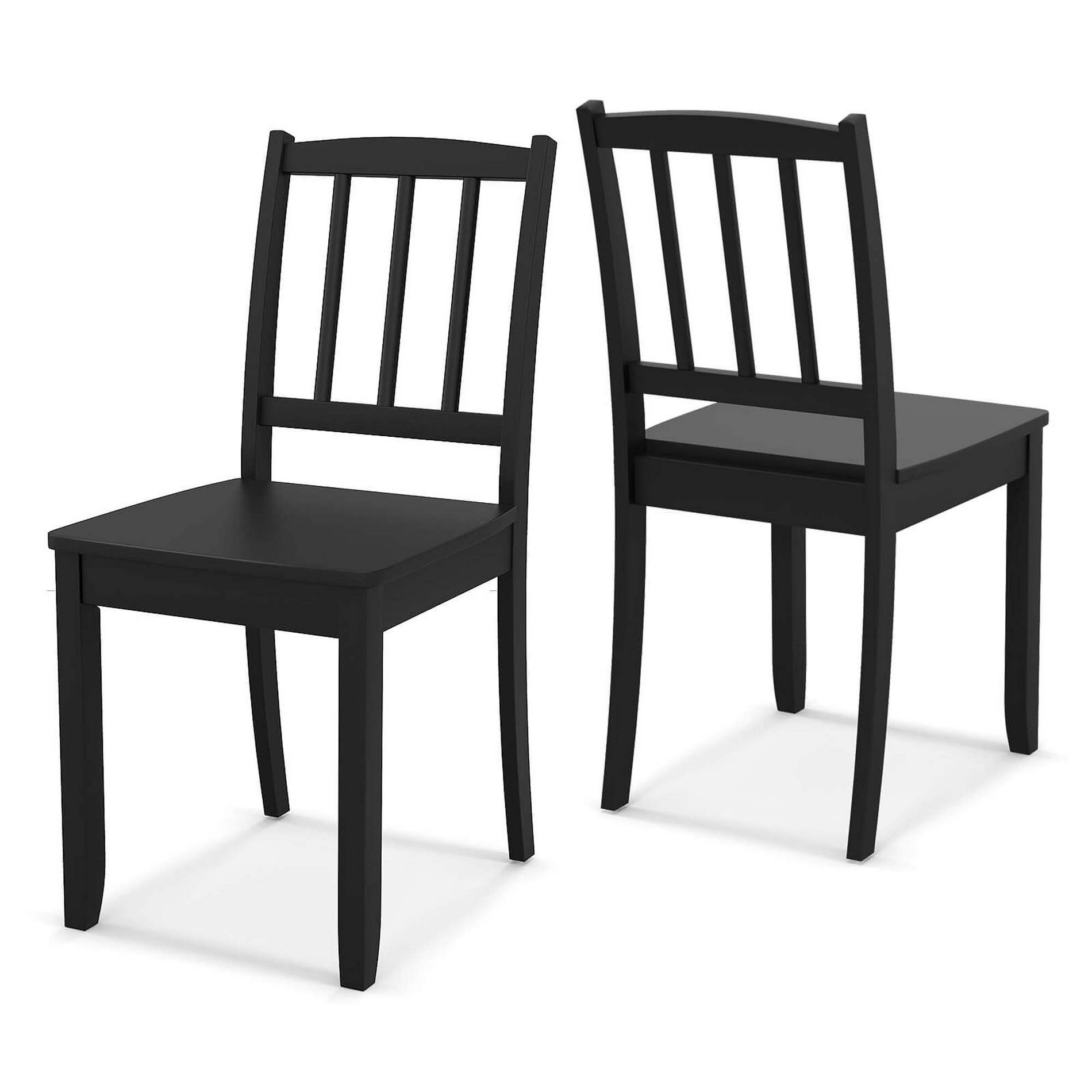 Costway Wood Dining Chair Set of 2 with Rubber Wood Legs Curved Backrest for Kitchen Black