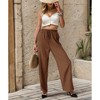 Clearlove Womens Pleated Wide Leg Pants Casual High Waisted Drawstring Slacks Dressy Palazzo Pants with Pockets - 3 of 4