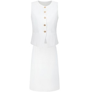 INSPIRE CHIC Women's Trendy Work Sleeveless Vest and Pencil Skirts Suit Set 2 Pieces - 1 of 4