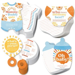 Big Dot of Happiness Here Comes The Son Baby Shower Game Bundle Pack, 4 Activities - Who Knows Mommy Best, Mommy or Daddy Quiz,What's in Your Purse - 1 of 4