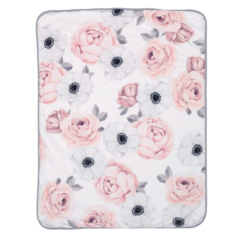 Lambs & Ivy Floral Garden Watercolor Floral Pink Ultra Soft Baby Blanket, 3 of 6