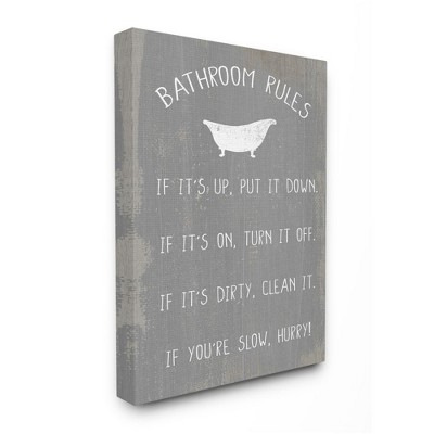 Stupell Industries Countryside Bathroom Rules Sign with Claw Bath