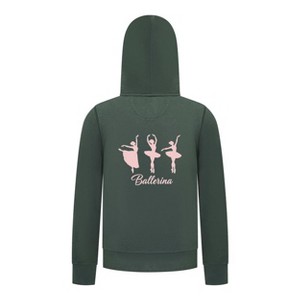 Everyday Kids Ballerina Girls Zip Up Hoodie – Pink Dancer Silhouette Ballet Sweatshirt - 1 of 4