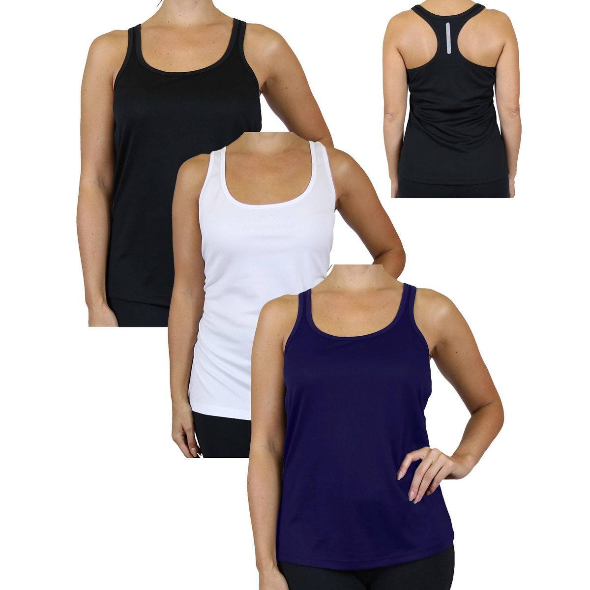 Galaxy By Harvic Women's Moisture Wicking Racerback Tanks- 3 Pack - thumbnail 6