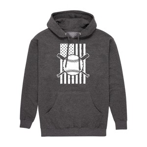 Men's - Instant Message - Baseball Flag Graphic Fleece Pullover Hoodie - 1 of 4