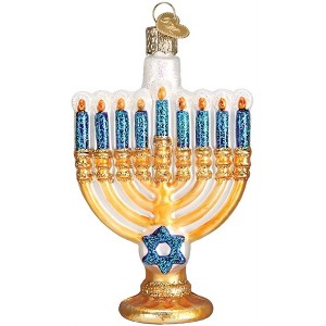 Old World Christmas Blown Glass Ornament for Christmas Tree, Hanukkah Menorah - 1 of 4