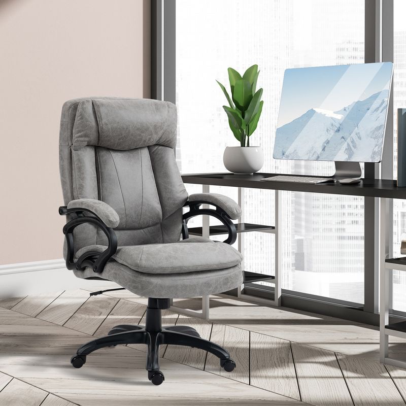 HOMCOM Vibration Massage Office Chair with Heat, Adjustable Height, High Back, Microfibre Comfy Computer Desk Chair, 2 of 7