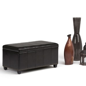 CAVINAS Faux Leather Storage Ottoman Bench with Stitched Design and Nailhead Trim,Storage Benches for Living Room,Bedroom - 1 of 4