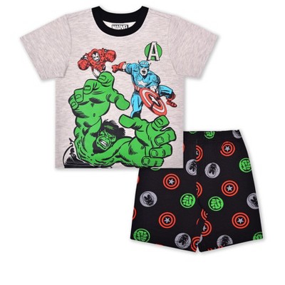 Photo 1 of Marvel Boy's Super Heroes 2 Piece Activewear, Graphic Printed Short Sleeve Tee Shirt and Shorts Set for toddler