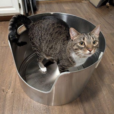 thumbnail image 2 of Vealind Stainless Steel Litter Box Metal Cat Litter Tray Heavy Duty 2 of 14