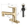 ChicFurnit Bathroom Sink Faucet Modern Single Handle Faucet with Pull Out Sprayer and Pop Up Drain for Contemporary Spaces, Gold, 17"*10"*4" - 3 of 4