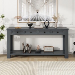 PAGED Modern Console Table with 4 Storage Drawers and Bottom Shelf, 63 inch Rectangle Entryway Table for Living Room,Hallway - 1 of 4