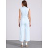 Allegra K Women's Button Down Collared Wide Leg Tie-Waist Sleeveless Cargo Jumpsuits - 4 of 4