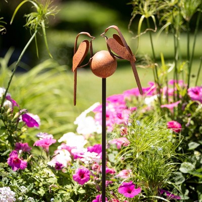 35" Copper and Brown Metal Chickadee Garden Stake